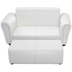 Soft Kids Double Sofa with Ottoman-White