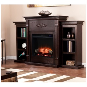 Southern Enterprises Furniture Harkdale Touch Screen Electric Fireplace with Bookcases, Classic Espresso