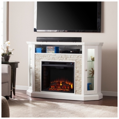 Southern Enterprises Furniture Harper Convertible Electric Fireplace Mantel, Fresh White