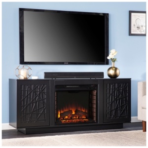 Southern Enterprises Furniture Rayelland Electric Fireplace 60" TV Stand, Black