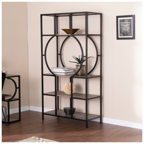 Southern Enterprises Furniture Upton 5-Tier Bookcase, Natural/Black