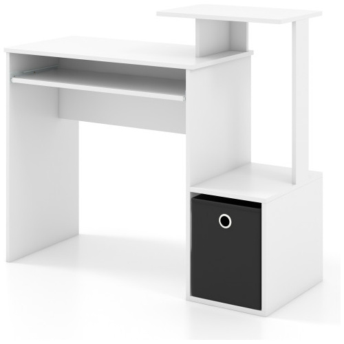 Space-saving Computer Desk with Pull-out Keyboard Tray-White