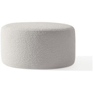 Spool 24" Fabric Ottoman, Blanc Boucle