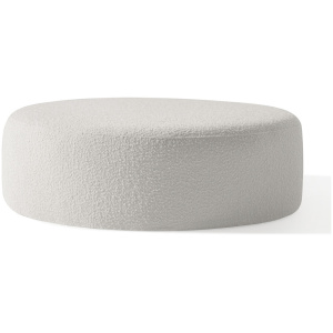 Spool 37" Fabric Ottoman, Blanc Boucle