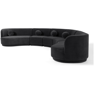 Swoosh Modular 147" Healdsburg 5-pc Sofa, Fossil Velvet