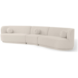 Swoosh Modular 147" Leavenworth 3-pc Sofa, Blanc Boucle