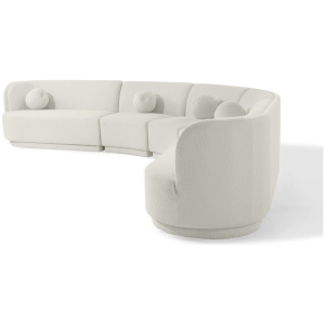 Swoosh Modular 147" Lewiston 5-pc Sofa, Blanc Boucle