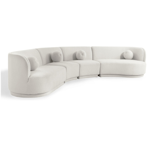 Swoosh Modular 158" Roswell East 4-pc Sofa, Blanc Boucle