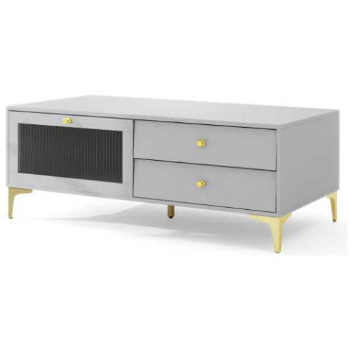 TV Stand with Compartment and Drawers for 55 Inch TV-Gray