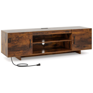 TV Stand with Power Outlet and 2 Cable Holes for 65 Inch TVs-Rustic Brown