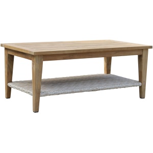 Teak and Ash Grey Wicker Coffee Table