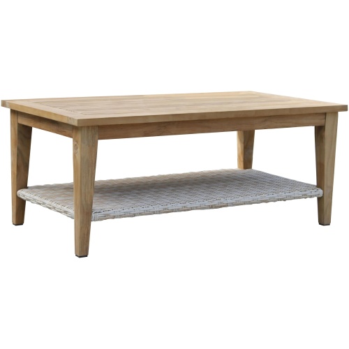 Teak and Ash Grey Wicker Coffee Table