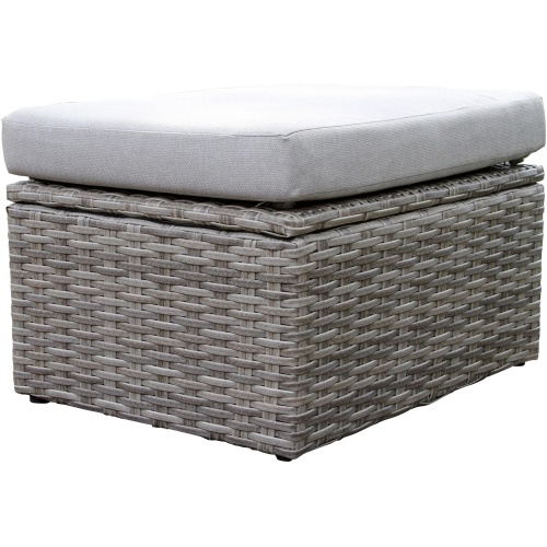 Teak and Wicker Storage Ottoman