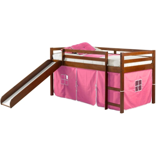 Tent Low Loft Bed with Slide & Tent Kit