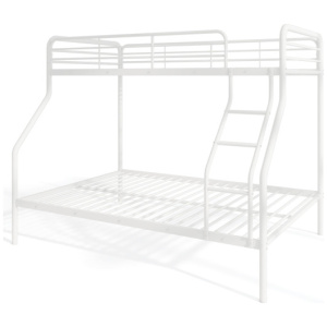 Twin Over Full Bunk Bed with Ladder and Full-length Guardrails-White