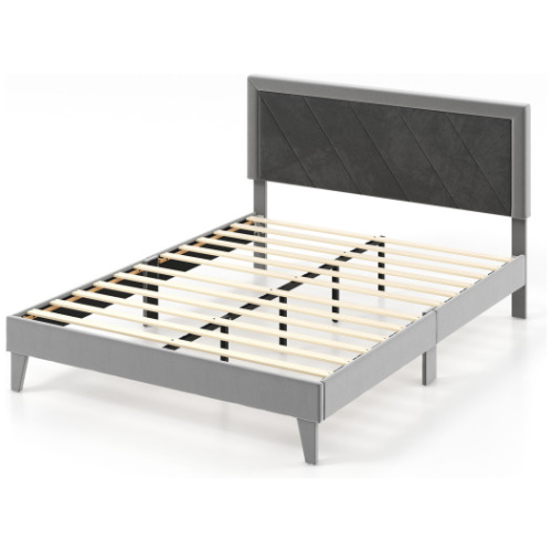 Twin/Full/Queen Platform Bed with High Headboard and Wooden Slats-Queen Size