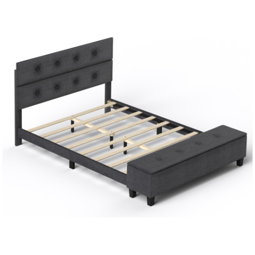 Twin/Full/Queen Upholstered Bed Frame with Ottoman Storage-Full Size