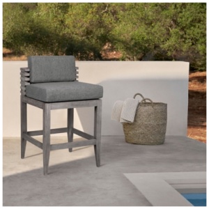 Vivid Outdoor Patio Bar Stool, Light Gray