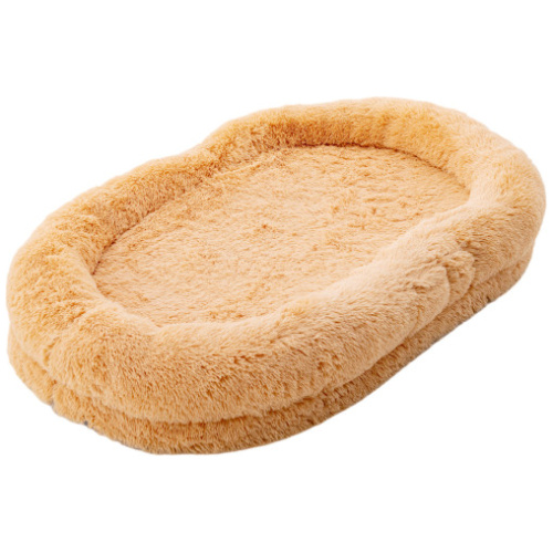 Washable Fluffy Human Dog Bed with Soft Blanket and Plump Pillow-Brown