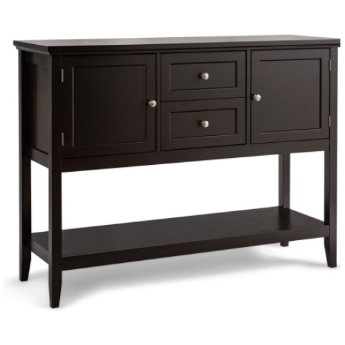 Wooden Sideboard Buffet Console Table with Drawers and Storage-Brown