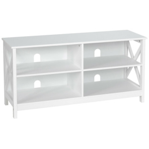 Wooden TV Stand Entertainment for TVs up to 55 Inch with X-Shaped Frame-White