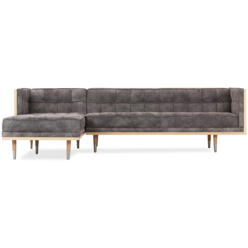 Woodrow Box 100" Leather Sofa Sectional Left, Ash/Elefante