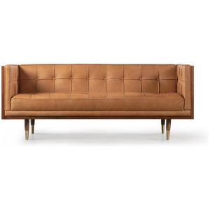 Woodrow Box 71" Leather Sofa, Walnut/Milano Russet