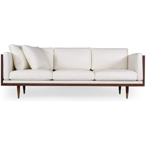 Woodrow Lush 87" Leather Sofa, Walnut/White Aniline