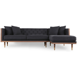 Woodrow Neo 99" Fabric Sofa Sectional Right, Walnut/Urban Ink