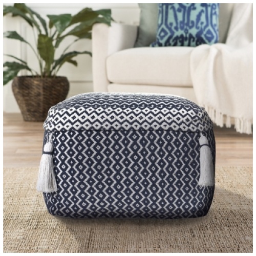 Zadia Geometric Pouf, Blue