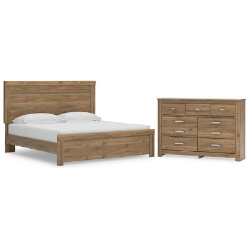 Zanbrook King Panel Bed with Dresser, Brown