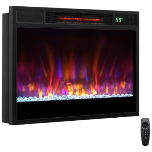 23 Inch 1500W Recessed Electric Fireplace Insert with Remote Control-Black