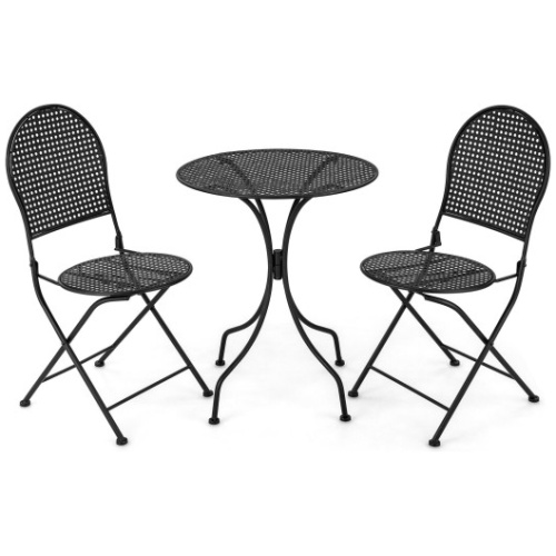 3 Pieces Patio Bistro Set Outdoor Conversation Furniture Table and Folding Chair