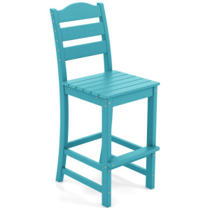 30 Inches Counter Height HDPE Bar Stool with Backrest and Footrest-Turquoise