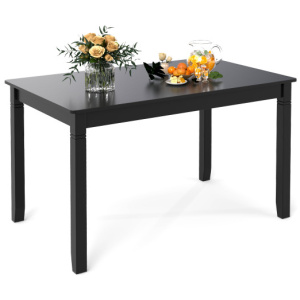 48-Inch Wooden Dining Table for 4 People Rectangular Kitchen Table with Rubber Wood Legs-Black