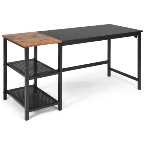 59 Inch Home Office Computer Desk with Removable Storage Shelves-Black