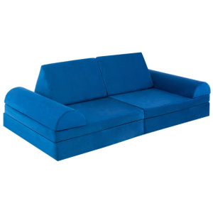 6 Pieces Convertible Kids Sofa Playset with Zipper-Blue