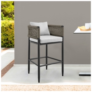 Alegria Outdoor Patio Bar Stool, Light Gray