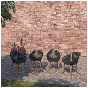 Amazonia Set of 4 Patio Dining Chairs, Brown/Black
