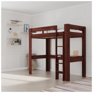 Atwater Living Jonty Chunky Wood Twin Loft Bed with Desk, Deep Walnut