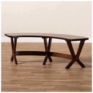 "Baxton Studio 57" Berlin Curved Dining Bench", Walnut