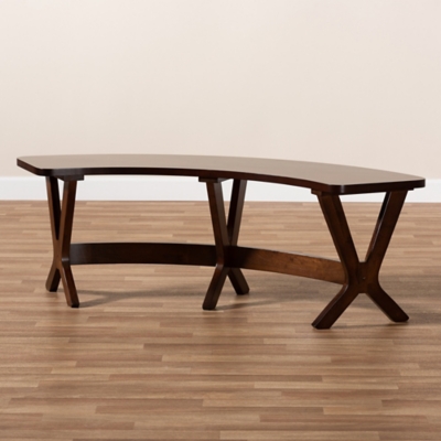 "Baxton Studio 57" Berlin Curved Dining Bench", Walnut