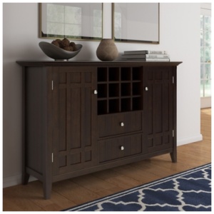 Bedford Wide Sideboard Buffet and Wine Rack, Brown