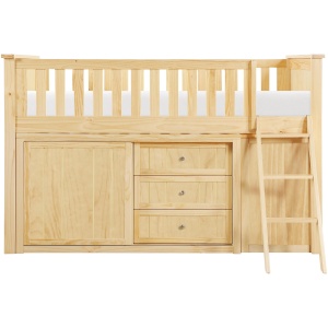 Brighton Low Loft Bunk w/ Bookcase & Dresser