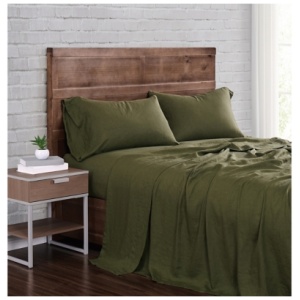 Brooklyn Loom Linen Queen Sheet Set, Moss Green