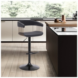 Calista Adjustable Bar Stool, Black/Bronze