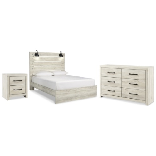 Cambeck Queen Panel Bed with Dresser and Nightstand, Whitewash