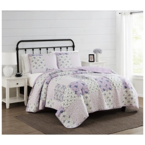 Cannon Elissa Patchwork King Quilt Set, Purple