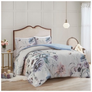 Cassandra King/California King 3 Piece Printed Duvet Cover Set, Blue