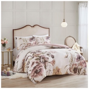 Cassandra King/California King 3 Piece Printed Duvet Cover Set, Blush